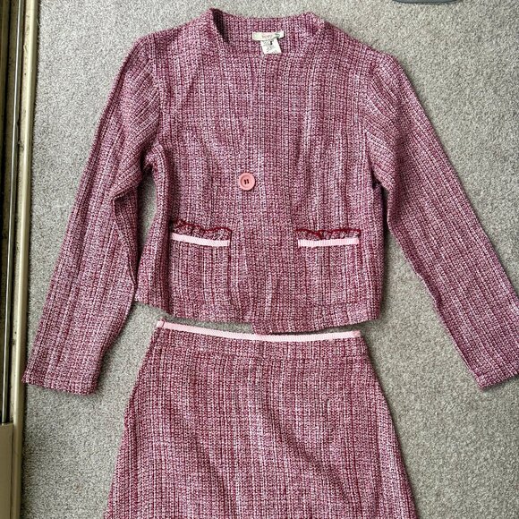 XOXO Pink Tweed Midi Skirt Set - Picture 1 of 4